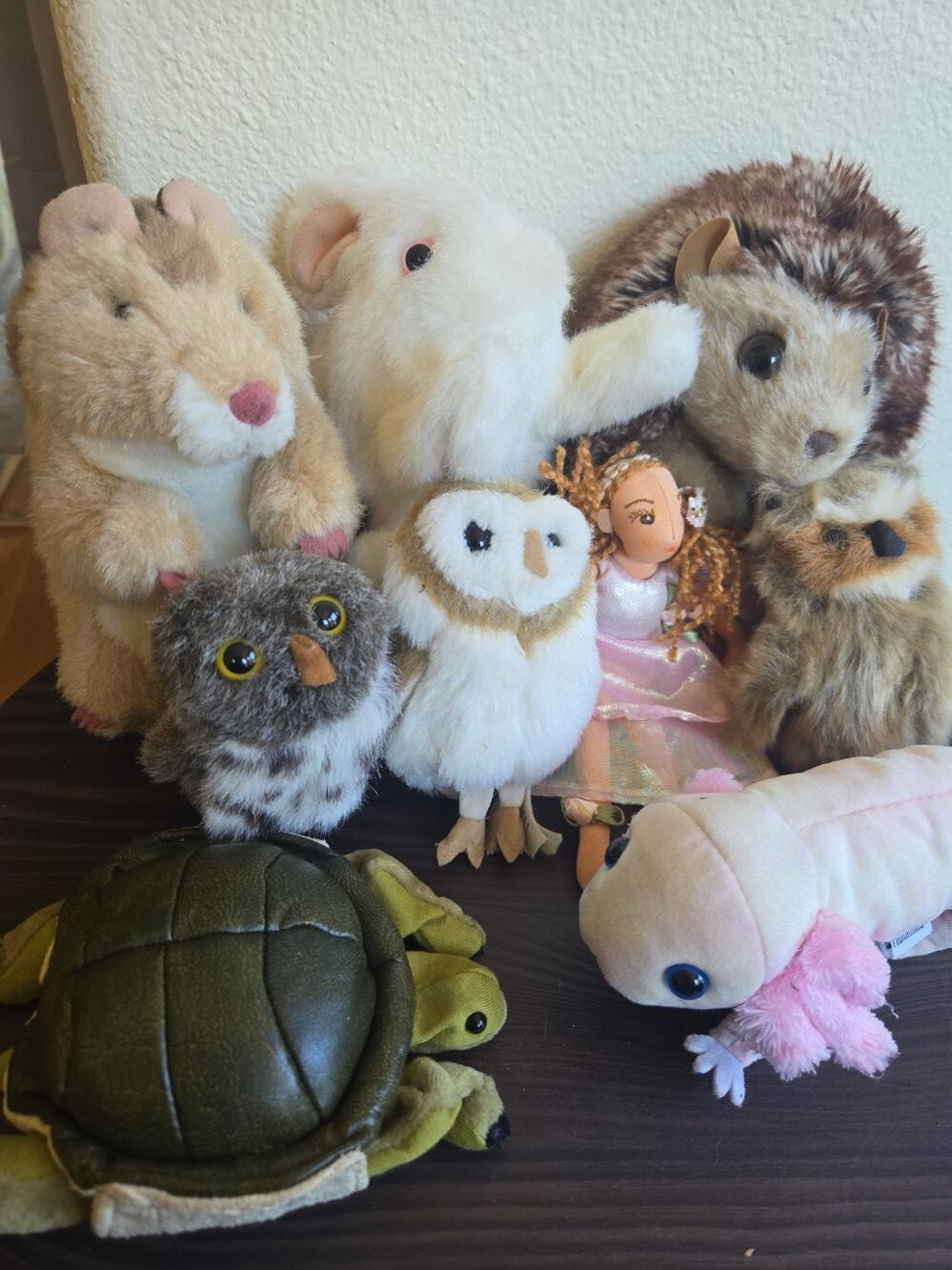 Folkmanis Mary Meyer Finger Puppet Lot Owls Hedgehog Hamster Axoltyl